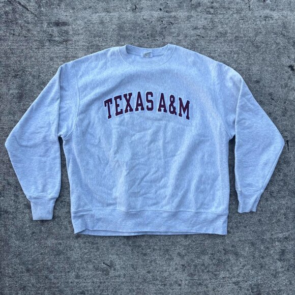 Champion Reverse Weave Texas A&M Aggies Light Gray Crewneck Sweatshirt - Picture 1 of 6